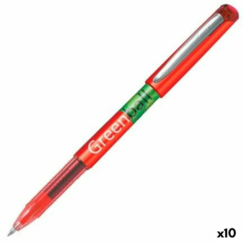 Ручка с жидкими чернилами Pilot Green-Ball Красный (10 штук)