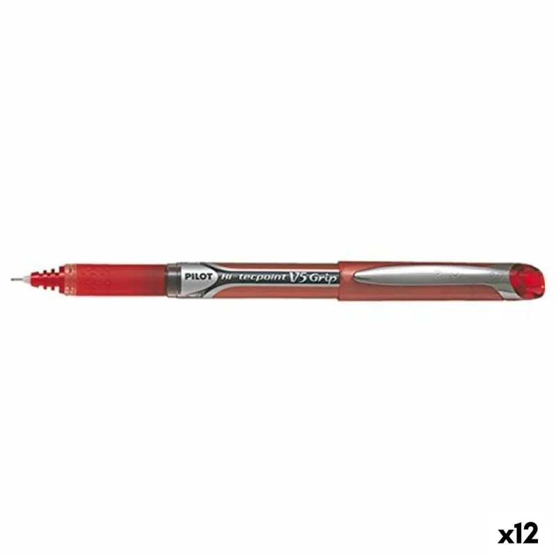 Ручка с жидкими чернилами Pilot V-5 GRIP HI-TECPOINT Красный 0,5 mm (12 штук)