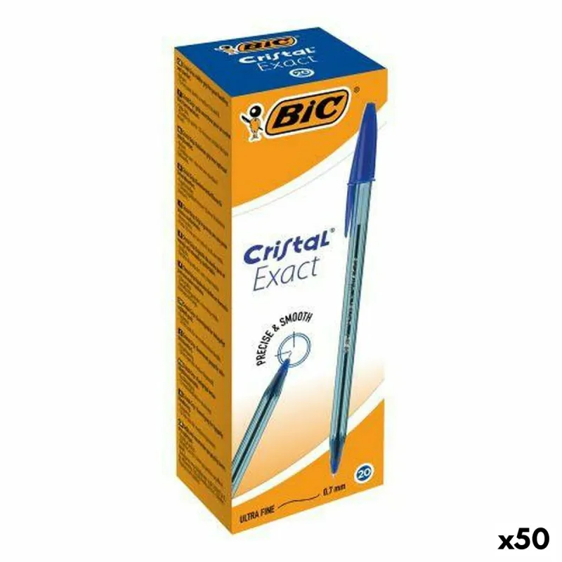Lodīšu Pildspalvu Komplekts Bic CRISTAL EXACT Zils 0,28 mm 20 Daudzums (50 gb.)