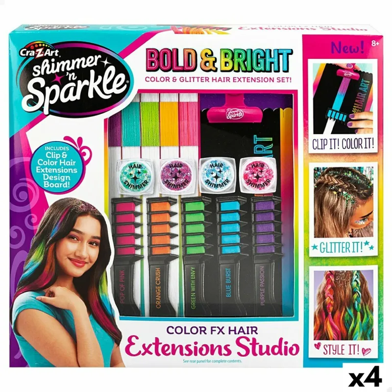 Hair Dressing Set Cra-Z-Art 2,5 x 10 x 1,5 cm Hair extensions 4 Units