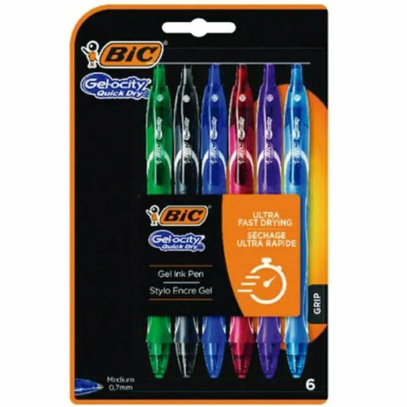 Lodīšu Pildspalvu Komplekts Bic Gelocity Quick Dry 964769 Melns Daudzkrāsains (6 gb.)