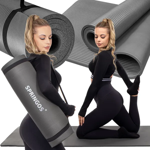 Коврик для йоги Springos YG0001 180 см серый