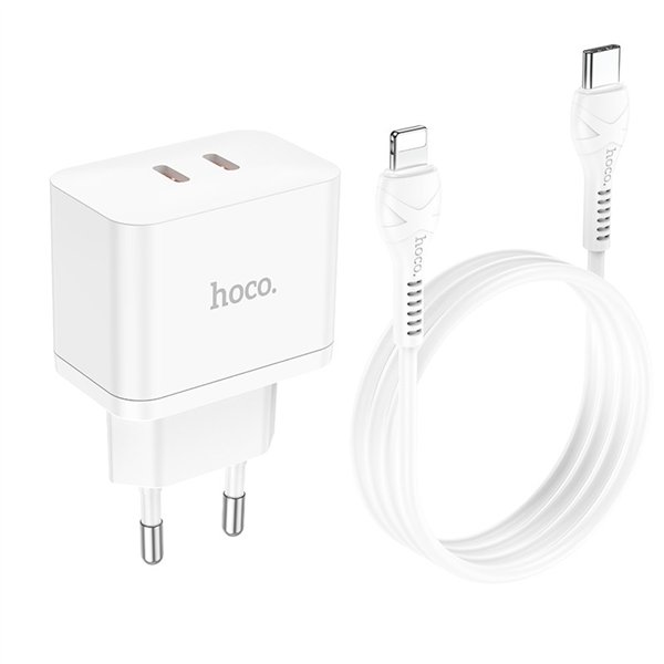 Charger Hoco N29 35W 2xUSB-C + USB-C to Lightning cable 1.0m white