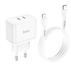 Charger Hoco N29 35W 2xUSB-C + USB-C to Lightning cable 1.0m white