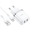 Įkroviklis Hoco N4 12W 2xUSB-A + USB-A to MicroUSB cable 1.0m baltas