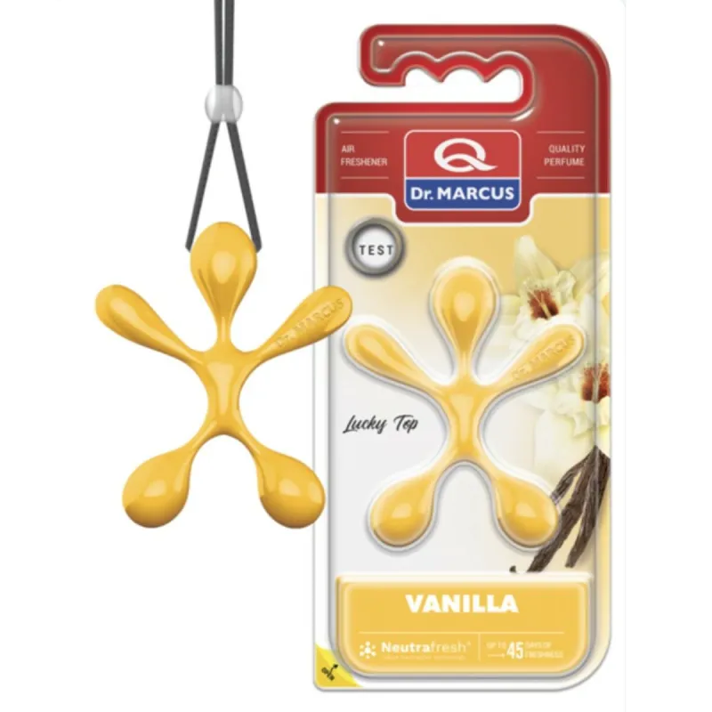 Automobilio oro gaiviklis Dr Marcus Lucky Top Vanilė Plastmasinis Kvapas pakabukas (12 vnt.)