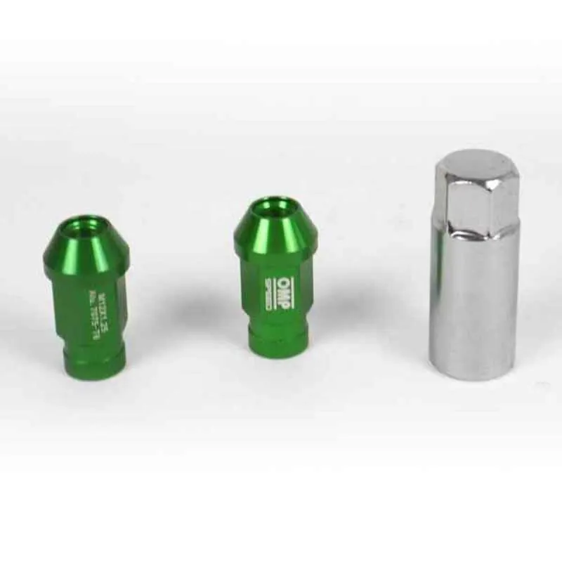 Set Mutterit OMP 7075 40 mm M12 x 1,50 20 uds Vihreä