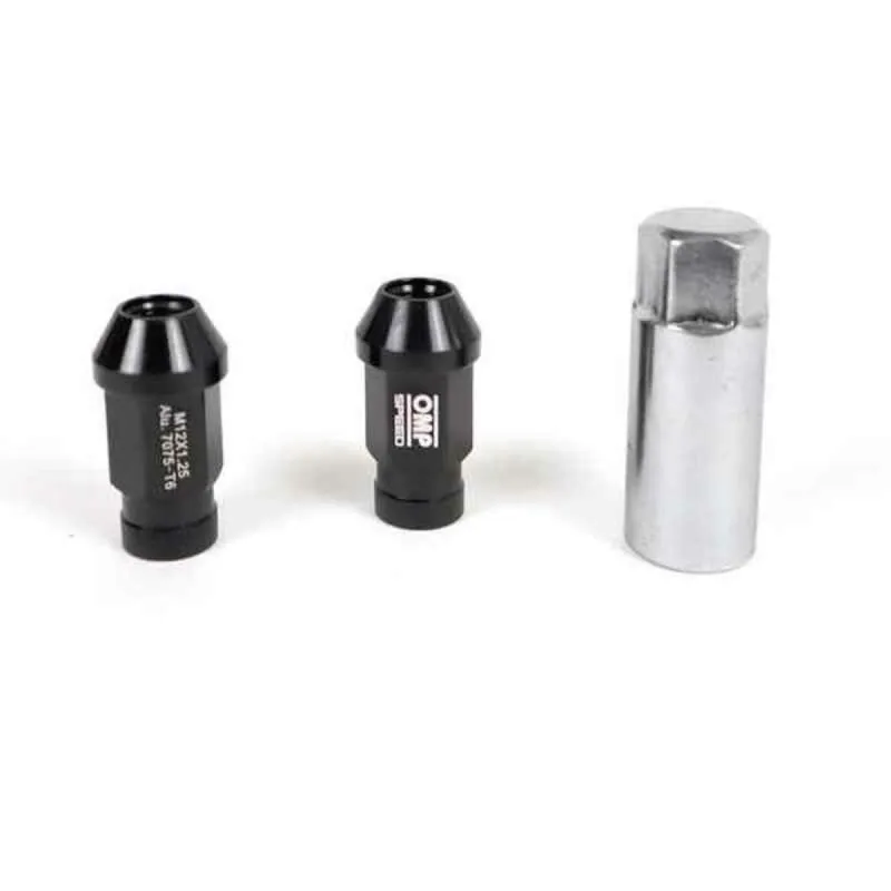 Set Mutterit OMP 7075 40 mm M14 x 1,50 20 uds Musta