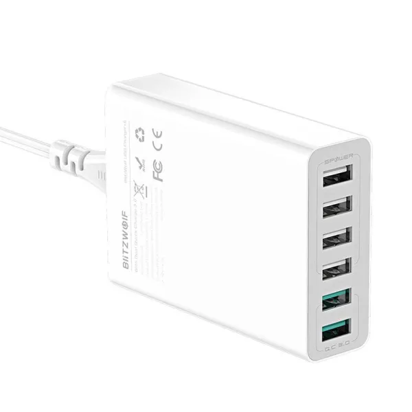 Charger 6x USB Blitzwolf BW-S15, QC 3.0, 60 W (white)