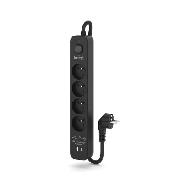 4-socket plugboard with power switch Kerg M02522 (1,5 m)