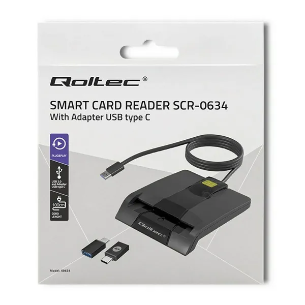 Card Reader Qoltec 50634 Black