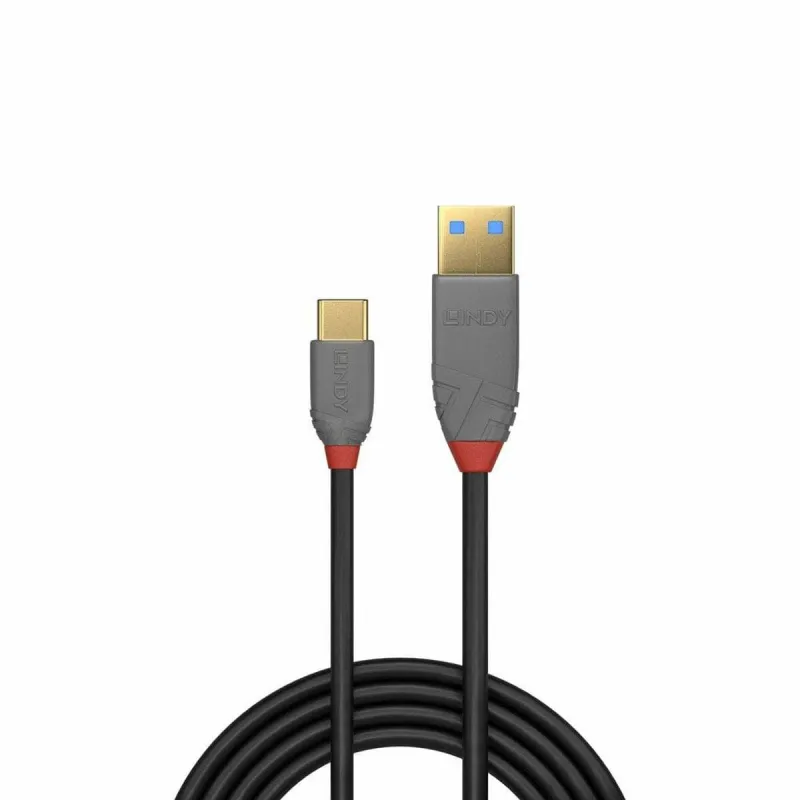 USB A - USB-C kabelis LINDY Juoda 2 m