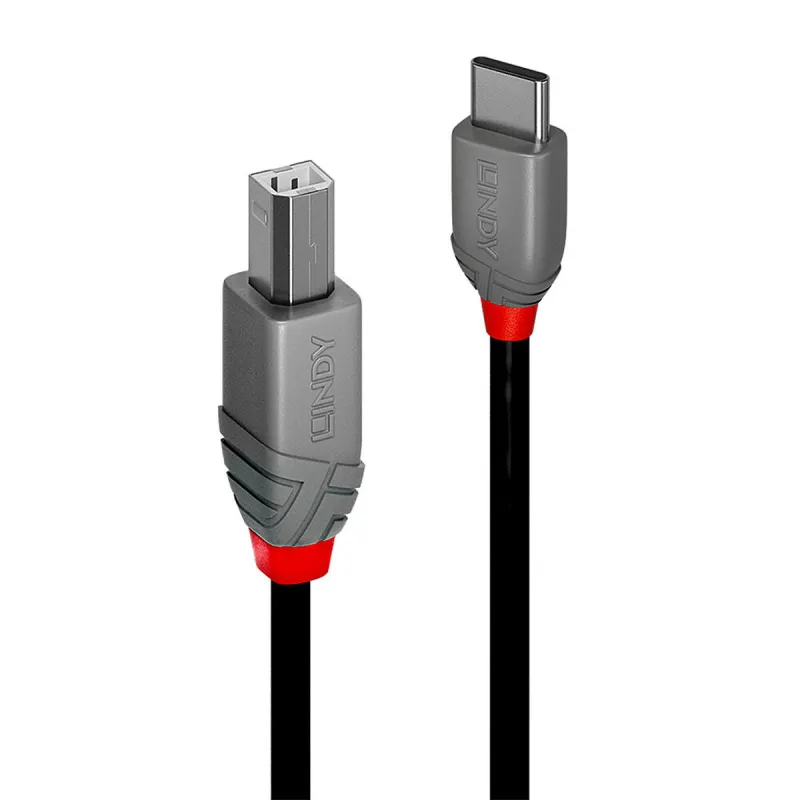 USB-C - USB B kaapeli LINDY 2 m Musta