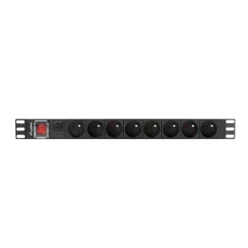 Schuko 19" 8 Way Multi-socket Adapter with On / Off Switch Lanberg PDU-08E-0200-BK (2 m)