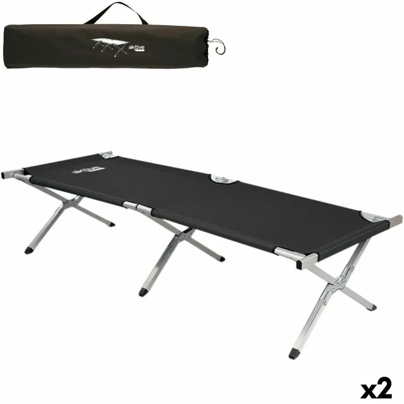 Telkimisvoodi Aktive Must 190 x 42 x 64 cm Kokkupandav (2 Ühikut)