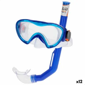 Snorkel Goggles and Tube AquaSport Blue Black Children's (12 Units)