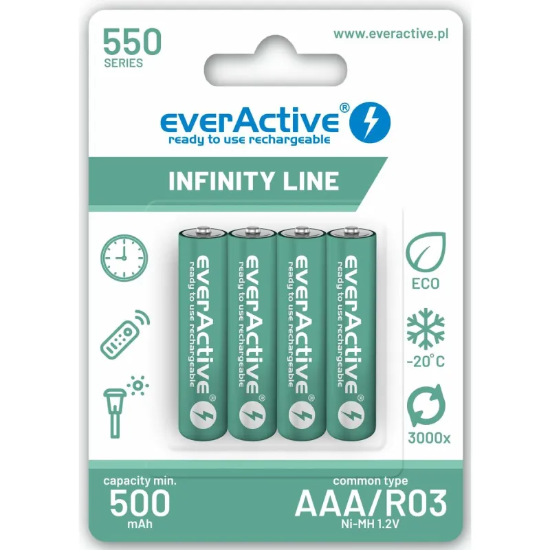 Atkārtoti Uzlādējamas Baterijas EverActive EVHRL03-550 1,2 V
