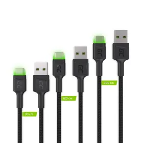 USB uz USB-C Adapteris Green Cell KABGCSET01 Melns Zaļš 2 m (3 gb.)