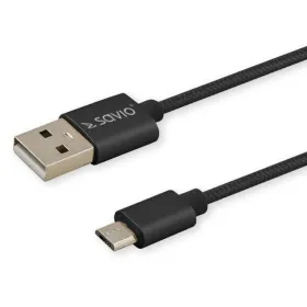 USB A - USB C Kaabel Savio CL-129 Must 2 m