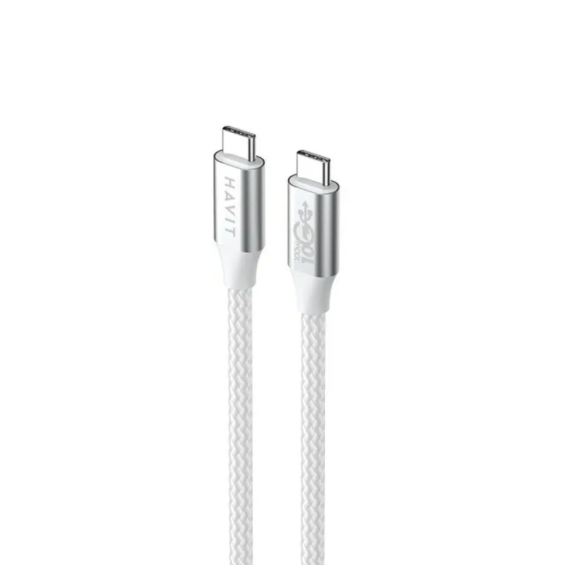 USB-C - USB-C kaapeli Havit CB6290 Balts Pelēks 1 m