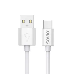 USB A uz USB C Kabelis Savio CL-168 Balts 3 m