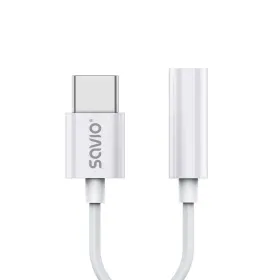 USB-C-Jack 3.5 mm Adapter Savio AK-51 Valge 11 cm