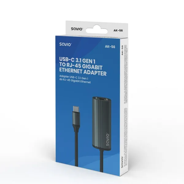 Адаптер USB-C—Ethernet Savio AK-56