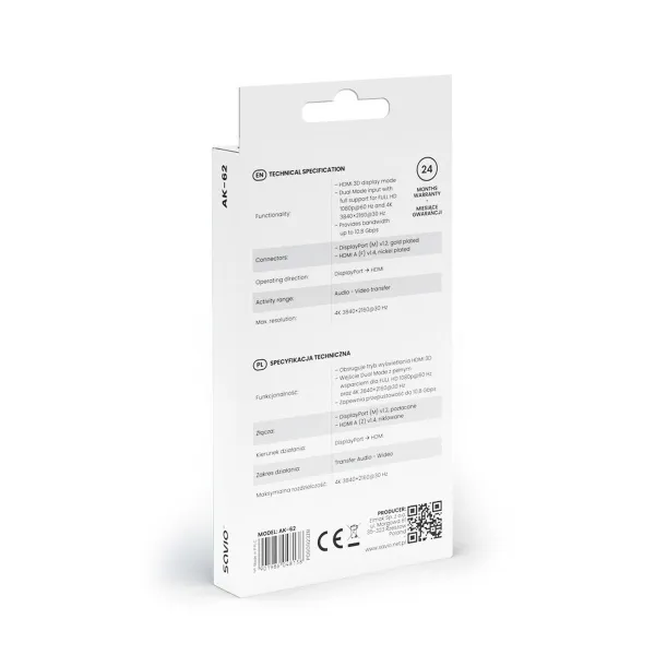 Адаптер для DisplayPort на HDMI Savio AK-62 20 cm