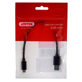 USB A - USB C kaapeli Unitek Y-C490BK Musta 250 cm