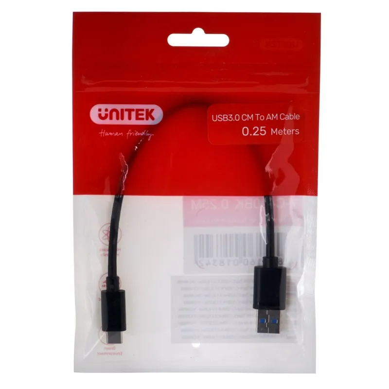 USB A - USB C Kaabel Unitek Y-C490BK Must 250 cm