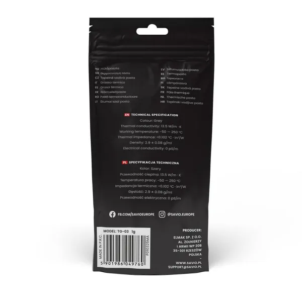 Termālā Pasta Savio TG-03 1G 1 g