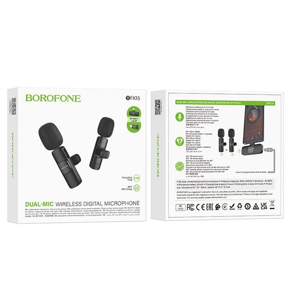 Microphone Borofone BFK15 Lightning/USB-C black