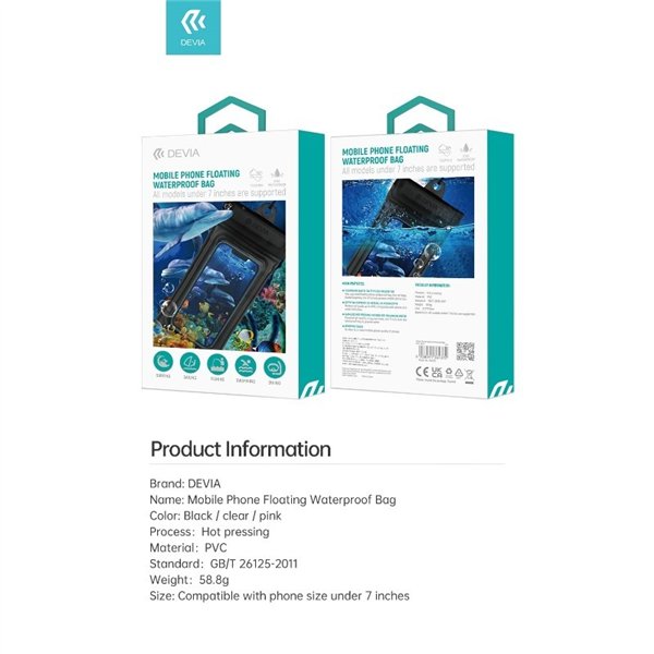 Mobile phone floating waterproof bag Devia pink