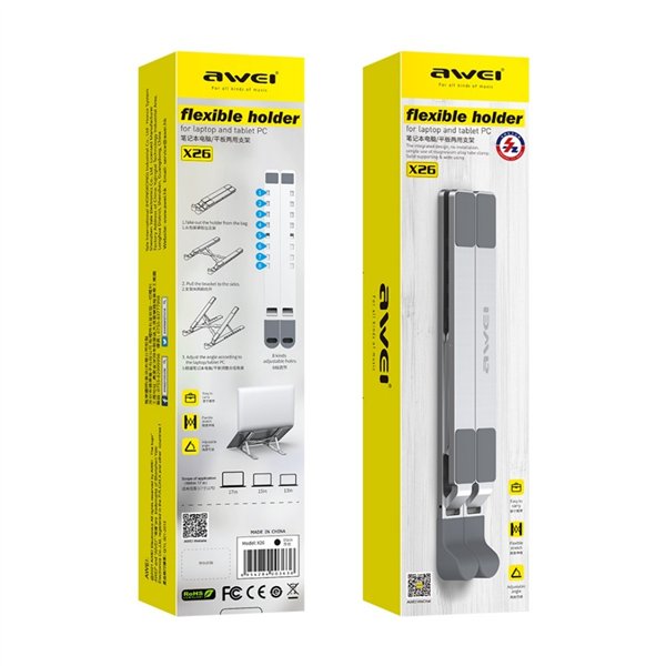 Foldable laptop stand Awei X26 silver