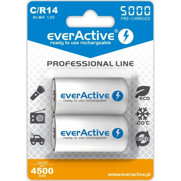Rechargeable Batteries EverActive EVHRL14-5000 1,2 V 5000 mAh