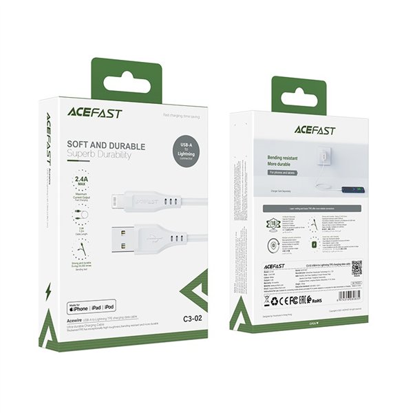 USB cable Acefast C3-02 MFi USB-A to Lightning 1.2m white