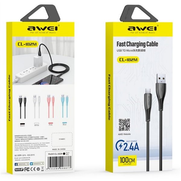 USB cable Awei CL-182M USB to MicroUSB 1.0m black