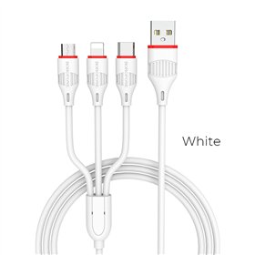 USB cable Borofone BX17 3in1 microUSB-Lightning-Type-C white