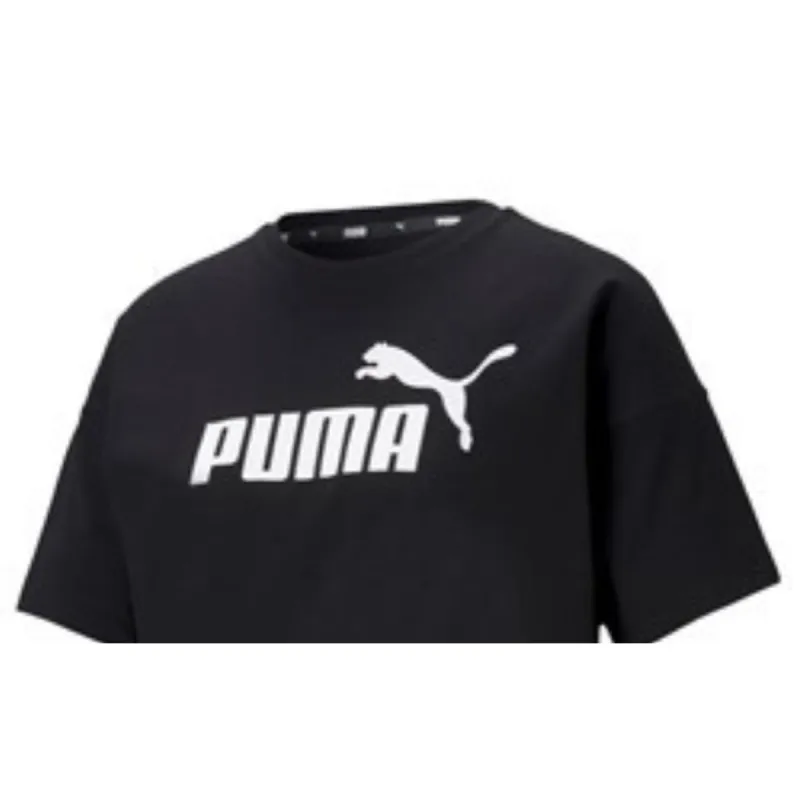 Moteriški marškinėliai su trumpomis rankovėmis Puma CROPPED LOGO TEE 586866 01  Juoda