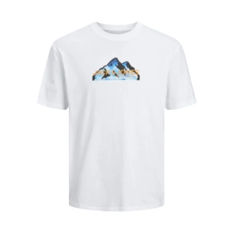 Футболка с коротким рукавом мужская Jack & Jones JCOMOUNTAIN LOGO TEE SS CREW NECK 12262220 Белый