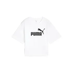 Women’s Short Sleeve T-Shirt Puma ESS Cropped No. 1 Logo Relaxed Tee C/O 684972 02 White
