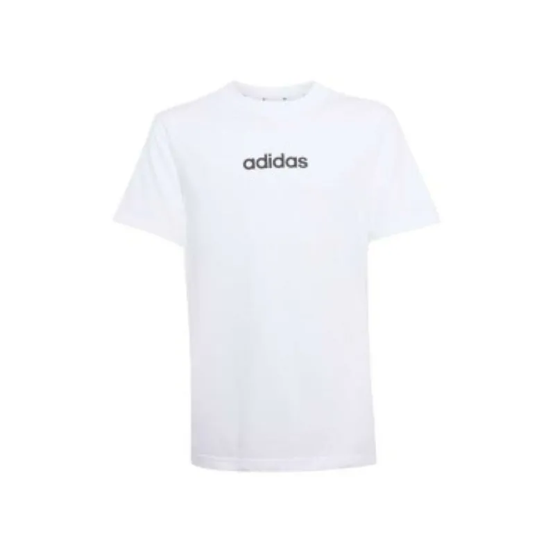 Lasten Lyhythihainen paita Adidas J LIN TEE 160 JC9747 Valkoinen