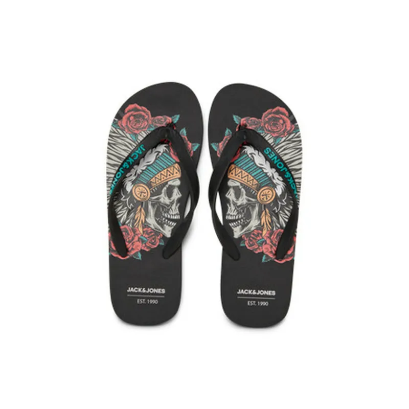 Paplūdimio šlepetės vyrams Jack & Jones JFWSKULLS FLIP FLOP 12280854 Juoda
