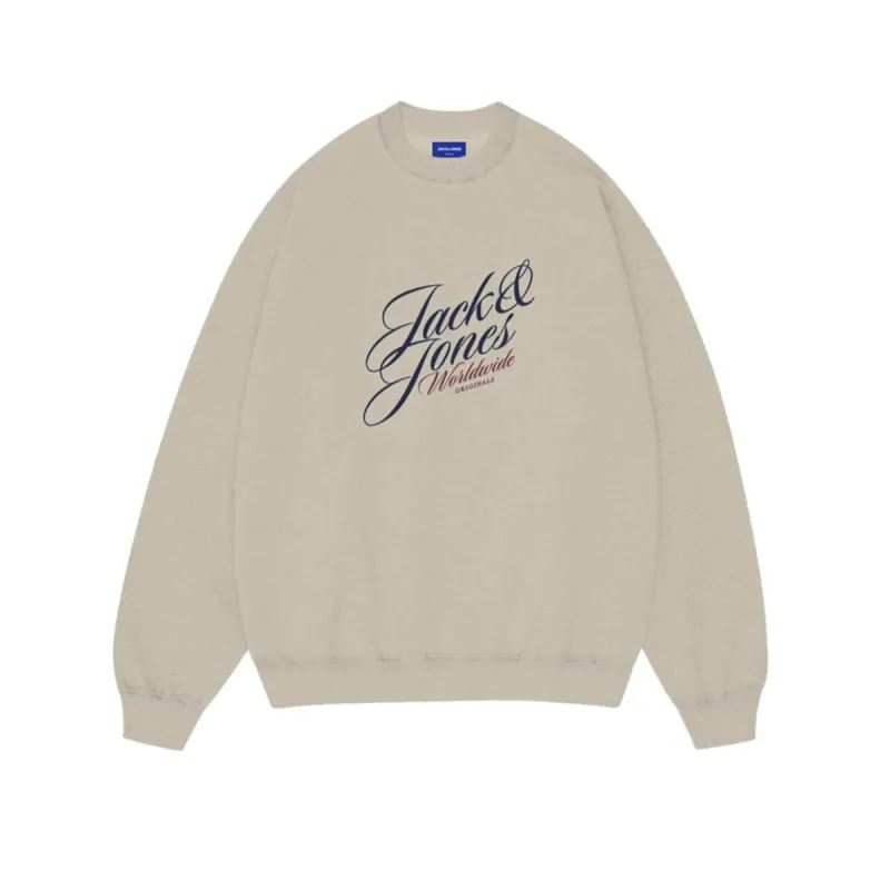 Толстовка без капюшона мужская Jack & Jones JORINWOOD SWEAT CREW NECK FST 12286583 Бежевый
