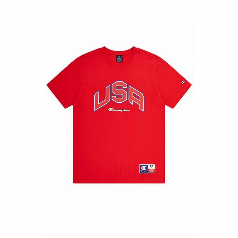 Vyriški marškinėliai su trumpomis rankovėmis Champion Crewneck Raudona