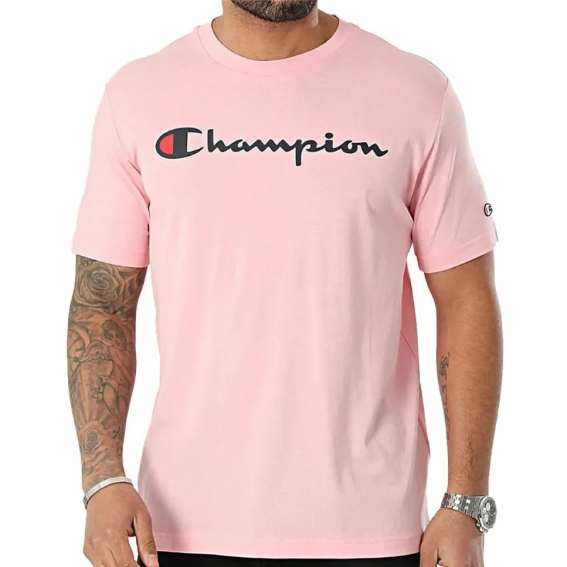 Vyriški marškinėliai su trumpomis rankovėmis Champion Crewneck Rožinė