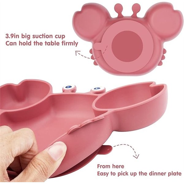 Children's silicone tableware set Reach Crab-9, pink