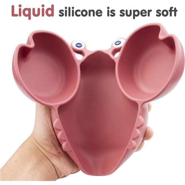 Children's silicone tableware set Reach Crab-9, pink