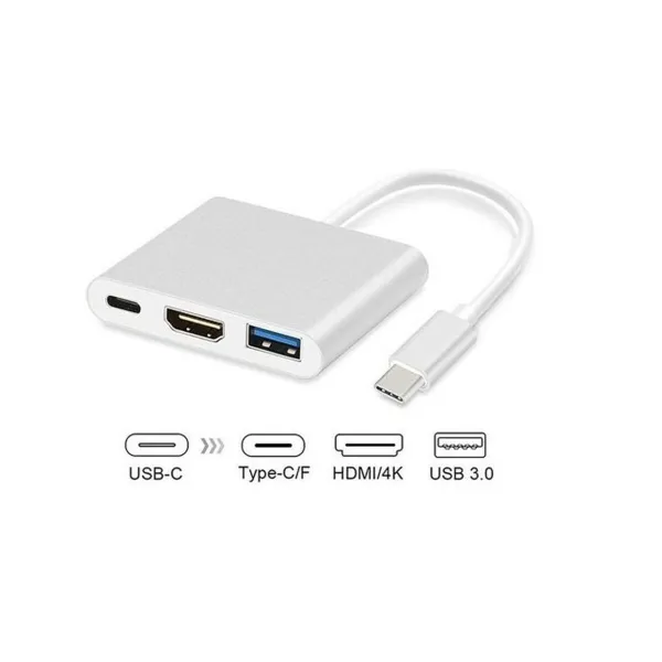 3-Port USB-C Hub MacLean MCTV-840 Silver