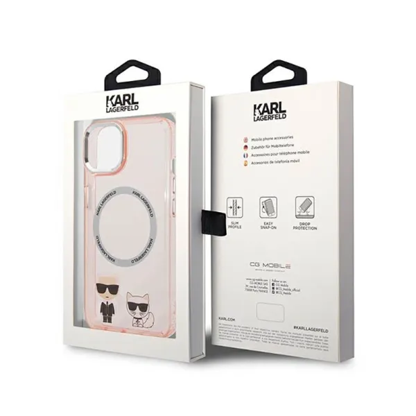 Karl Lagerfeld Karl&Choupette Aluminium MagSafe - Case for iPhone 14 Plus (Pink)